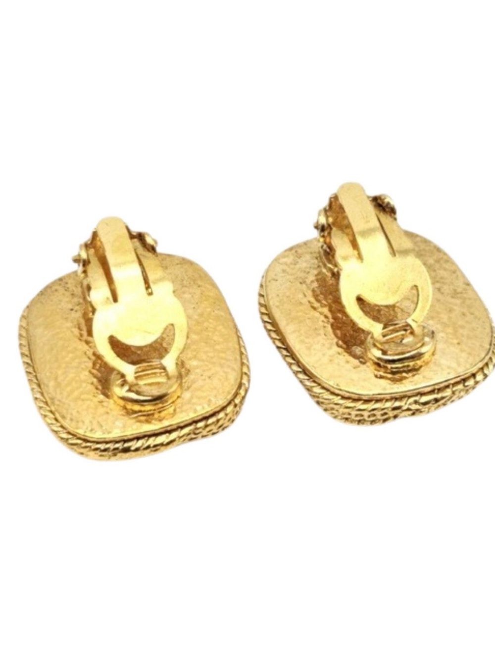 Authentic vintage 1993 Chanel Earrings w/Gripoix poured glass & gold border - Picture 6 of 16